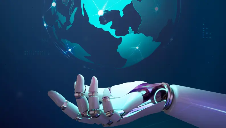 image of a robot hand open with palm up