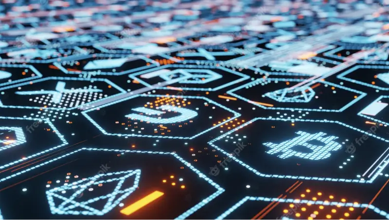 image of digital buttons that are illuminated